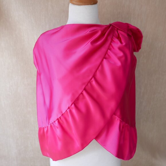 80s Glam Hot Pink Satin Evening Cape - Picture 1 of 10